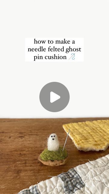 Needle Felted Ghost Tutorial, Ghost Tutorial, Ghost Pins, Needle Felting Supplies, Walnut Shell, Wool Roving, Pull Apart, Green Wool, The Ghost