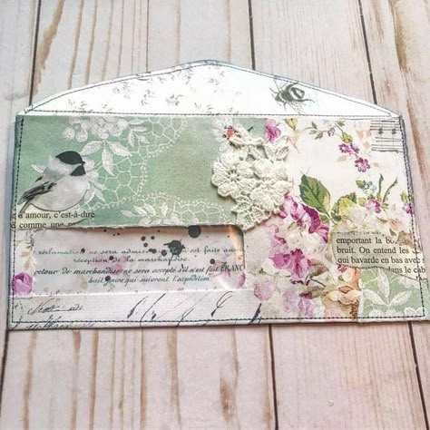 Junk Journal Envelopes, Birds Collage, Envelope Journal, Altered Journal, Shabby Chic Journal, Window Envelopes, Mail Art Envelopes, Mail Envelope, Embellishment Diy