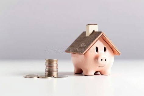 Saving up money to buy own house. Roof above piggy bank. Finance, property purchase, mortgage, home loan royalty free stock images Saving Money Images, Saving For A House Aesthetic, Saving Money Photography, Money In Piggy Bank, Saving Money Piggy Bank Aesthetic, Finance Bank, Money Images, Naruto Shippuden Sasuke, Savings Account