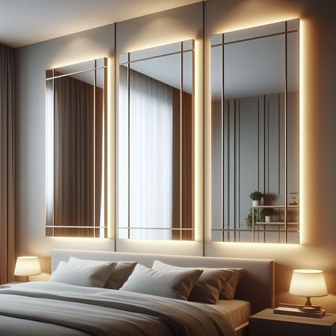 Mirror Gallery Wall - Bedroom Bed Side Mirror Design, Mirror Bed Back Wall, Mirror Facing Bed, Ceiling Mirror Above Bed Couple, Bed With Side Mirror Design, Mirror Behind Nightstand, Mirror Over Bed, Wall Behind Bed, Fancy Mirrors