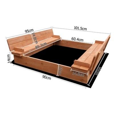 DwellLifestyle Children Square Sand Pit 95cm & Reviews | Temple & Webster Outdoor Sandpit, Sandpit Toys, Sandpit Cover, Sand Pits For Kids, Wooden Sandbox, Diy Sandbox, Sand Pit, Outdoor Fun For Kids, Outdoor Play Areas