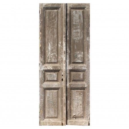 Reclaimed 40” Pair of Antique Doors Interior Pocket Doors, Antique French Doors, Reclaimed Doors, Industrial Factory, French Colonial, Antique Doors, Chippy Paint, Fire Doors, Old Door