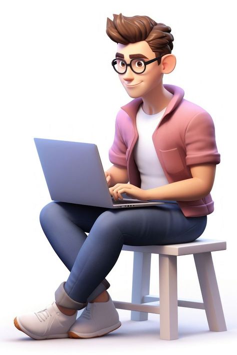 Programmer Desk, Sitting At Computer, Computer Character, 2d Cartoon Character, Engineer Cartoon, Computer Cartoon, 2d Character Animation, Desk Pc, Photoshop Logo