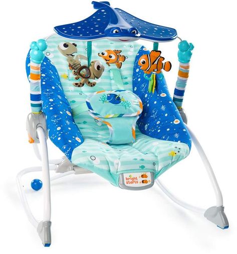 Disney Baby Infant-Toddler Finding Nemo Explore the Sea Rocker in Blue Finding Nemo Nursery Theme, Finding Nemo Nursery, Nemo Nursery, Finding Nemo Baby, Nemo Baby, Baby Bouncers, Disney Finding Nemo, Kit Bebe, Baby Bouncer