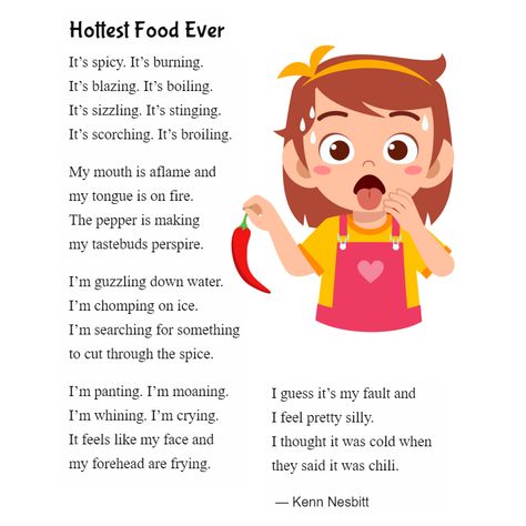 Poem About Food, Poems About Food, Short Funny Poems, Short Poems For Kids, Fun Poems, Funny Poems For Kids, Silly Poems, Poem For Kids, English Poems For Kids