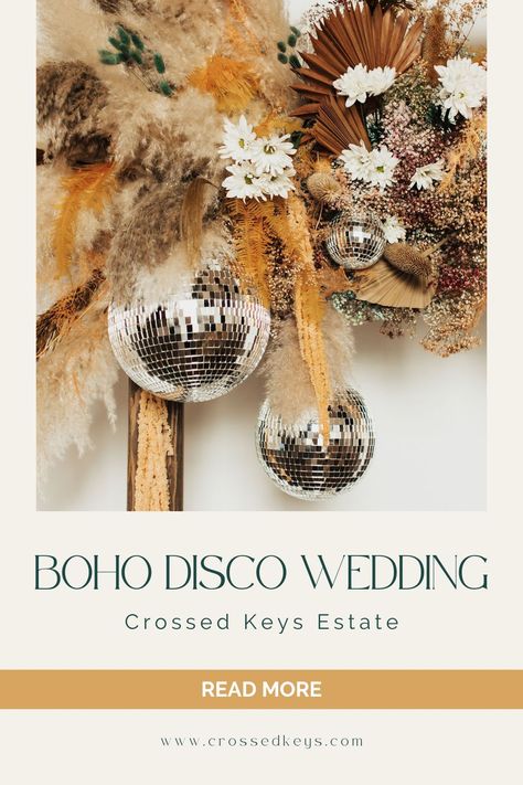 Rustic Disco Ball Wedding, Boho Disco Wedding Decor, Botanical Disco Wedding, Disco Boho Wedding Theme, Boho Disco Ball Wedding Decor, Disco Forest Wedding, Disco Chic Wedding, Disco Wedding Decorations, Boho Glam Wedding Decor