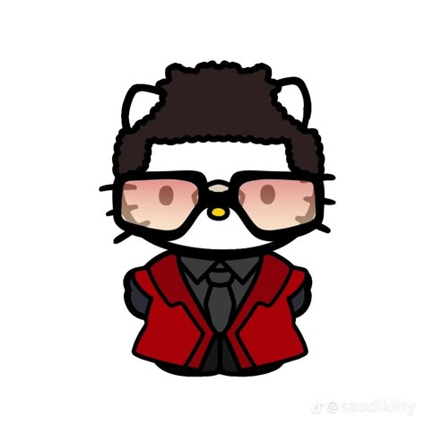 the weeknd hello kitty aesthetic stiker 🖤 The Weeknd Drawing, Kitty Aesthetic, Hello Kitty Aesthetic, The Weeknd, Hello Kitty, Kitty, Red