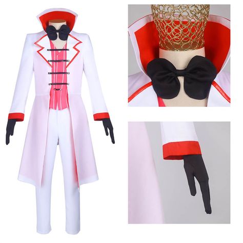 Are you a fan of Hazbin Hotel and want to show off your love for the show? This Lucifer costume is the perfect way to do just that! Made from Polyester and Soft Woolen, this outfit comes with Coat, Shirt, Pants, Gloves, Bow, so you can rock Lucifer's signature style. Whether you're attending a con or just want to show off your cosplay skills, this costume is perfect. Link: https://www.takerlama.com/products/takerlama-hazbin-hotel-lucifer-morningstar-cosplay-costume?VariantsId=60564 #hazbinh... Lucifer Costume, Hazbin Lucifer, Lucifer Cosplay, Sesame Street Halloween Costumes, Wigs Men, Hazbin Hotel Lucifer, Men Uniform, Cosplay Clothes, King Costume