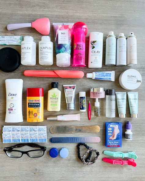 What Is In My Travel Bag, Travel Size Essentials, Travel Toiletry Bag List, Traveling Toiletries Bag, Toiletry Travel Bag Organization, Organizing Travel Toiletries, Travel Sized Products, Toiletries Packing List Travel, Toiletry Travel List