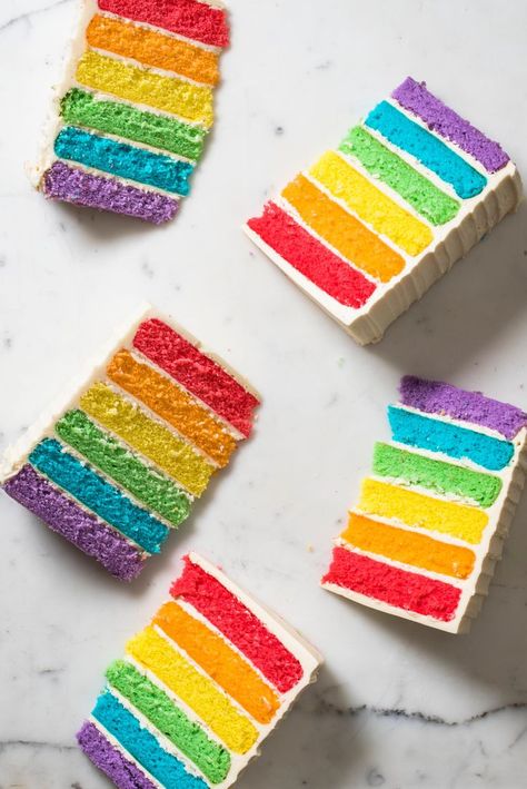 Rainbow Cake. Happy #PrideMonth! Celebrate with our sturdy, six-layer rainbow cake. Rainbow Layer Cake, Rainbow Cake Recipe, Rainbow Layer Cakes, Trolls Cake, Rainbow Desserts, Savory Cakes, Rainbow Birthday Cake, Hazelnut Cake, Layer Cake Recipes