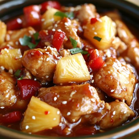 Easy Sweet Hawaiian Crockpot Chicken Crock Pot Huli Huli Chicken, Hawaii Chicken Recipes, Sweet Heat Chicken, Slow Cooker Pineapple Chicken, Crock Pot Hawaiian Chicken, Crockpot Pineapple Chicken, Hawaii Chicken, Sweet Baby Rays Crockpot Chicken, Hawaiian Chicken Crockpot