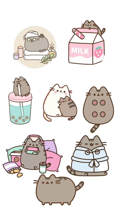 Cute pusheens Goth Kawaii Art, How To Draw Pusheen, Cute Pusheen, Pusheen Cute, Pusheen Cat, Kawaii Goth, Lots Of Cats, Cute Easy Drawings, Kawaii Art