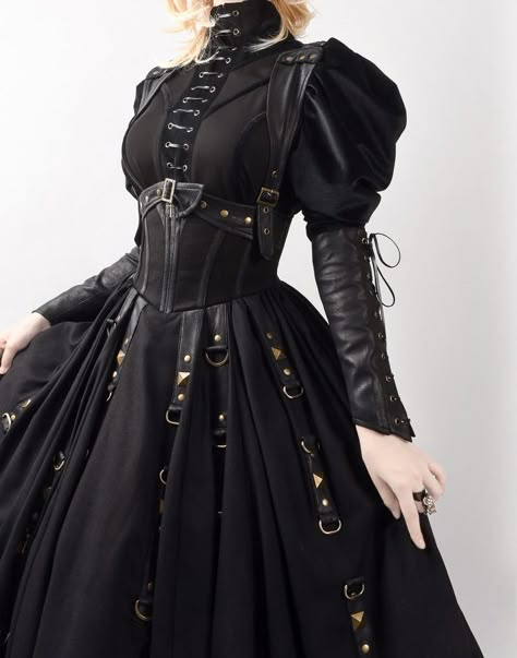 Black Jumper Outfit, Steampunk Womens Fashion, Touhou Cosplay, Corset Outfit, Old Fashion Dresses, Fantasy Outfits, Victorian Goth, Victorian Clothing, Character Design Ideas