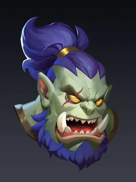 Orc Head, Leo Yi on ArtStation at https://www.artstation.com/artwork/2x2XvA Orc Character Design, Stylized Head, Portrait Concept, Monster Head, Concept Art Tutorial, Lotr Art, Character Poses, 3d Modelling, Character Modeling