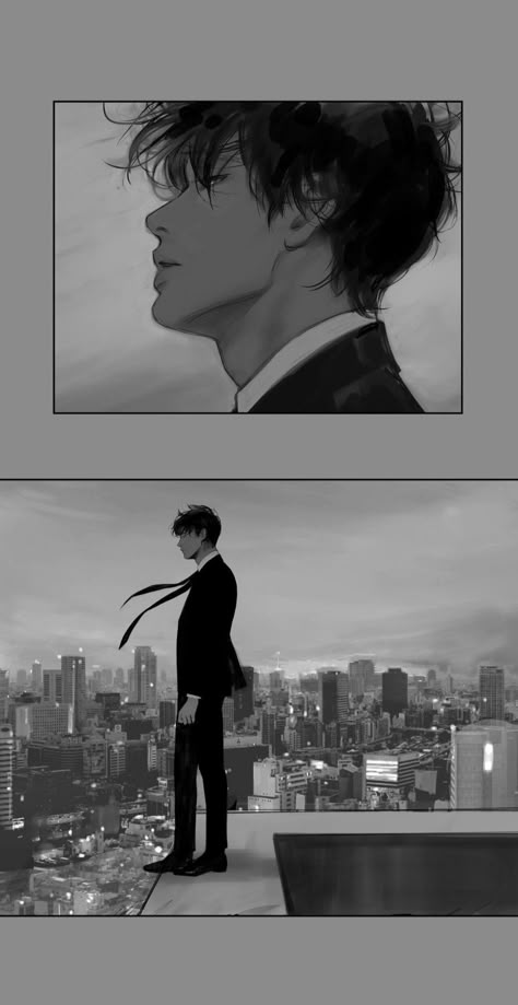 Top Of A Building, Image Swag, Anime Drawings Boy, Boy Art, Handsome Anime Guys, Handsome Anime, Anime Artwork, Anime Scenery, Art Reference Poses