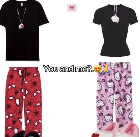 Hello Kitty Matching Pjs Couple, Hello Kitty And Spiderman Pjs, Matching Spiderman Outfits, Hello Kitty Pjs Couple, Bf And Gf Matching Pjs, Hello Kitty Matching Pjs, Bf And Gf Matching Outfits, Cute Matching Outfits For Couples, Spider Man Pjs