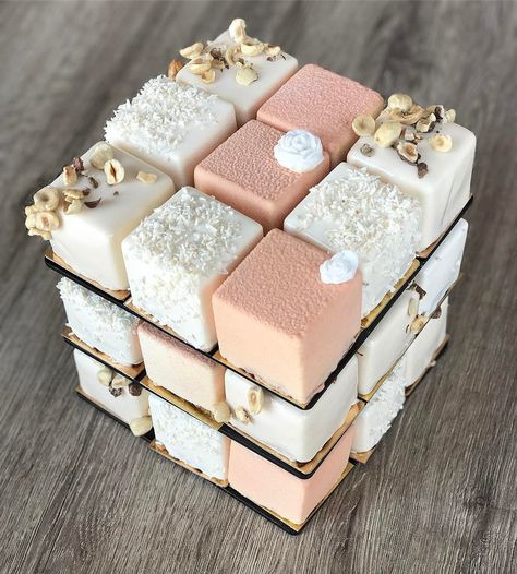 Rubik’s Cube Sugar Candy | by Tartalette Torte Creative, Patisserie Fine, Cube Cake, The Wedding Cake, Torte Cupcake, Dessert Bar, Nontraditional Wedding, Plated Desserts, Wedding Desserts