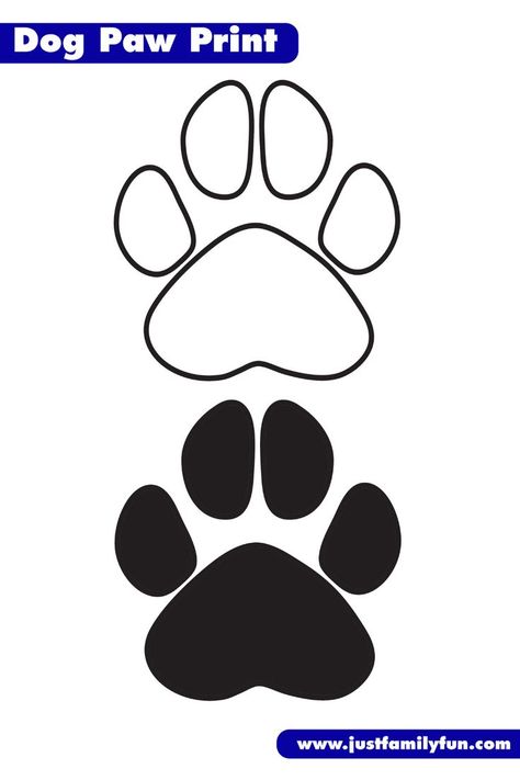 If your child loves dogs or you’re learning about pets, the free printable dog paw print outline from Just Family Fun will be perfect for a wide range of fun and educational activities. #printable #dogpawoutline #dog #template #printabledogpawprintoutline Paw Print Template, Paw Print Outline, Paw Print Pattern, Dog Paw Outline, Paw Print Template Free Printable, Dog Paw Template Free Printable, Dog Paw Print Stencil, Paw Print Stencil Free Printable, Animal Paw Prints Printable