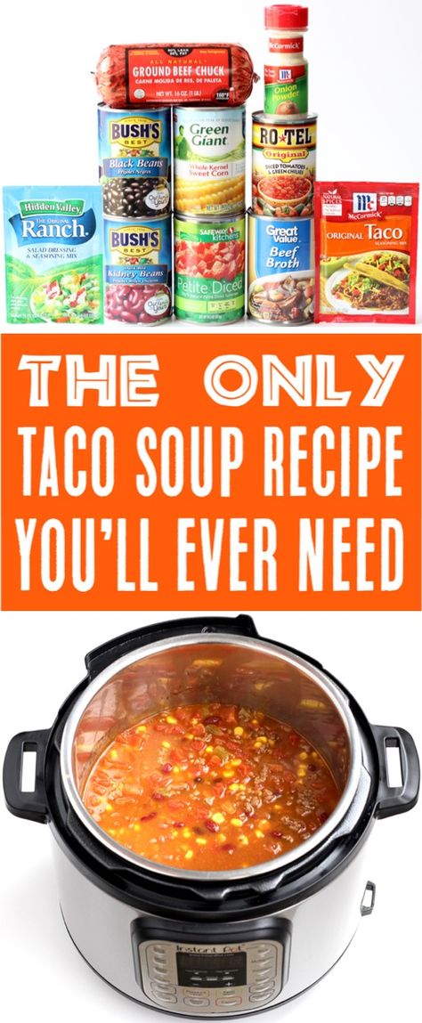 Instant Pot Taco Soup Recipe {The BEST + So Easy!} - The Frugal Girls Baileys Cookies, Southwest Soup, Instant Pot Taco Soup, Soup Recipe Easy, Taco Soup Recipe Easy, Easy Taco Soup, Taco Soup Crock Pot, Crock Pot Tacos, Taco Soup Recipe