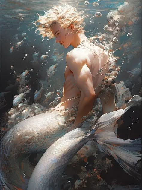 Sharp Teeth Character Design Male, Mer Man Art, Male Mermaid Aesthetic, Male Siren Aesthetic, Male Siren Art, Mermen Aesthetic, Merman Aesthetic, Merpeople Art, Merman Drawing