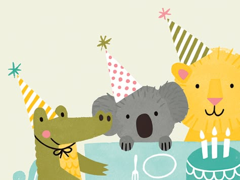 Part of a fun new project - birthday card for www.cardnest.com Animal Illustration Kids, Happy Birthday Illustration, Illustration Animals, Birthday Illustration, Party Animals, Happy Birthday Messages, Animal Birthday, New Project, Childrens Illustrations