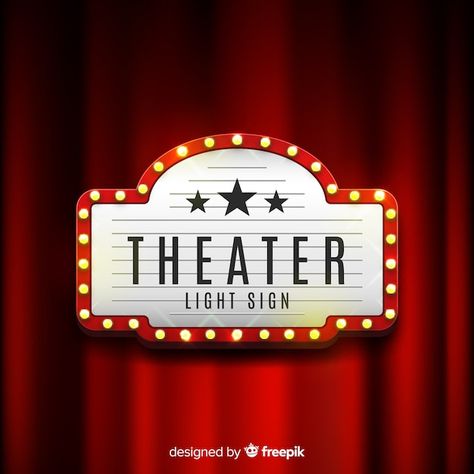 Cinema Sign Vintage, Retro Theatre Aesthetic, Cinema Signboard, Vintage Movie Theater Aesthetic, Retro Theater, Theater Lights, Theater Aesthetic, Movie Theater Aesthetic, Basement Movie Room