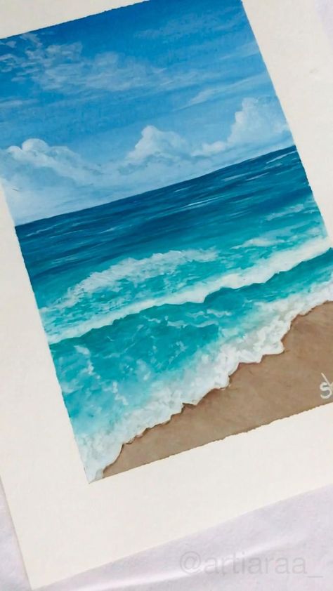 Easy Fall Canvas Painting, Fall Canvas Painting Ideas, Art Painting Diy, Ocean Art Painting, Canvas Painting Ideas For Beginners, Fall Canvas Painting, Beach Art Painting, Painting Ideas For Beginners, Fall Canvas