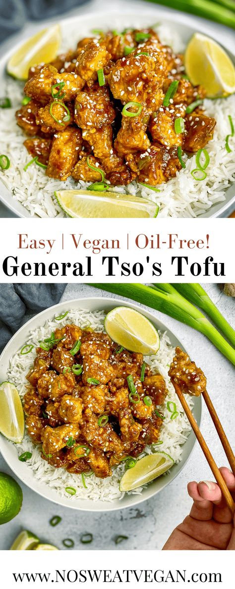 General Tso Tofu Easy, Vegetarian General Tso, General Tsos Tofu Recipes, Vegan General Tso Sauce, Crock Pot Tofu Recipes, Tofu General Tso Recipes, Wfpb Tofu Recipes, Best Vegan Tofu Recipes, Vegan General Tso Tofu