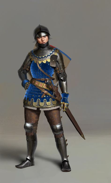 Fantasy Classes, Female Armor, Female Knight, Knight Art, Joan Of Arc, Warrior Women, Medieval Armor, Rpg Characters, Fantasy Armor