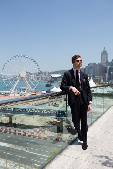 Jake Grantham — MARK CHO 石賢正 Persol Sunglasses, Bespoke Suit, Unique Houses, Navy Suit, Bespoke Tailoring, Graphic Design Inspiration, Suit Jacket, Relaxed Fit, Japan