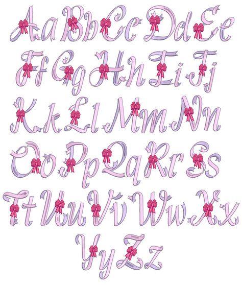 Ribbons and Bows Monogram Ribbon Font Alphabet, Ribbon Lettering Alphabet, Ribbon Typography, Ribbon Alphabet, Fonts Abc, Ribbon Letters, Ribbon Lettering, Cute Fonts Alphabet, Ribbon Font