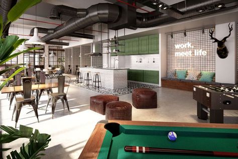 Office Recreational Spaces, Breakout Zone In Office, Office Chill Room, Breakout Room Design, Breakout Room Office, Office Chill Out Area Work Spaces, Office Recreation Area, Office Chill Area, Employee Lounge Ideas Break Room