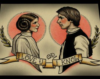 Star Wars Trivia, Flash Art Tattoos, Star Wars Art Print, Humour Geek, Art Flash, Kunst Tattoos, Tattoo Old School, Marquesan Tattoos, Han And Leia