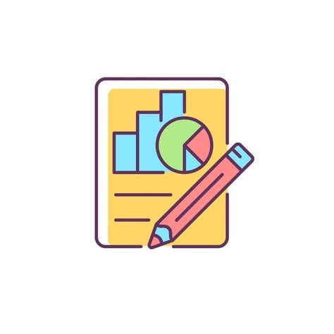 Economics RGB color icon. Graphs, diagrams, pencil. Plan, report preparation. Economics education in schools, universities. Isolated vector illustration. Simple filled line drawing Economics Drawing, Illustration Simple, Doodle Icon, Rgb Color, Economics, Line Drawing, Vector Art, Vector Free, Vector Illustration