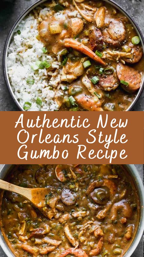 1 heaping cup all-purpose flour 2/3 cup oil (vegetable or canola oil) For the Gumbo: 1 bunch celery (diced, leaves and all) 1 green bell pepper (diced) 1 large yellow onion (diced) 1 bunch green onion (finely chopped) 1 bunch fresh chopped parsley (finely chopped) 2-3 cloves garlic 1-2 Tablespoons cajun seasoning * 6-8 cups Chicken broth * 12 ounce package andouille sausages (sliced into ‘coins’ (substitute Polska Kielbasa if you can’t find a good Andouille)) Meat from 1 Rotisserie Chicken* 2 The Best Gumbo Recipe, Louisiana Gumbo Recipe Authentic, Gumbo Recipe Authentic, Authentic Cajun Gumbo, New Orleans Style Gumbo, Easy Gumbo Recipe, Cajun Gumbo Recipe, Shrimp Gumbo Recipe, Creole Dishes