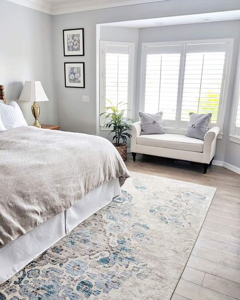 Houzz, bedding, rug, bay window, Floor Length Bay Window Ideas, Bedrooms With Bay Windows Master, Bedroom Inspirations Bay Window, Bedroom Drapes Master Bay Window, Bay Window Sitting Area Bedroom, Bedrooms With A Bay Window, Master Bedrooms Decor Bay Window, Bay Window In Master Bed, Bedroom Design With Big Window