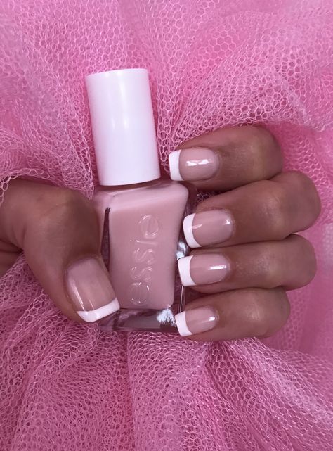 French Manicure with Essie Fill the Gap Base Coat Essie Gel Couture Sheer Fantasy CND Vinylux Cream Puff and Top Coat Essie Inside Scoop, Painting Your Own Nails, Essie Nail Colors, Cnd Vinylux, Essie Gel Couture, Gel Couture, Essie Gel, Cream Puff, Nails And Toes