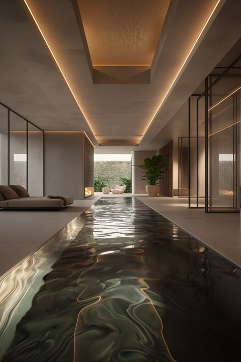 illa interior with an oversized infinity bathtub facing large windows with Aegean Sea views. Small Swimming Pool Designs Simple, Dream Pools Luxury Indoor, Modern Indoor Pool, Swimming Pool Lighting, Roof Pool, Beauty Interior Design, Pool Design Modern, Luxury Pools Indoor, Swimming Pool Waterfall