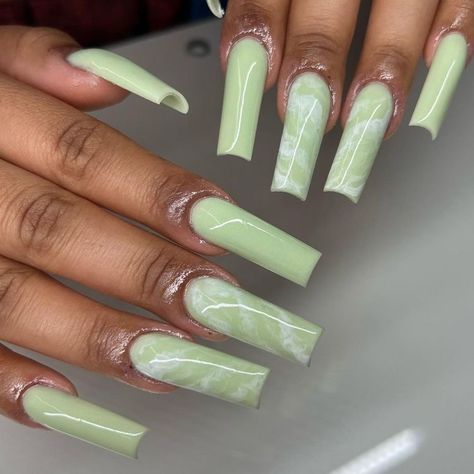 Green Nail Inspiration, Aqua Nails, Green Acrylic Nails, Green Nail, Classy Acrylic Nails, Short Square Acrylic Nails, Square Acrylic Nails, Fire Nails, Nail Inspiration