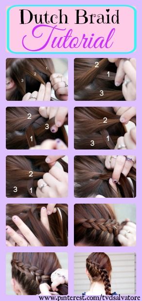 Dutch Braid Tutorial. Step-by-step. Dutch Braid Tutorial, Fun Hair, Sports Hairstyles, Braid Tutorial, Penteado Cabelo Curto, Braided Hairstyles Tutorials, Dutch Braid, Twist Braids, French Braid