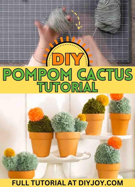 Pom Pom Cactus, Diy Cactus, Cactus Diy, Diy Pom Pom, Chalk Couture, Weekend Projects, Easy Diy Crafts, Fun Projects, Fun Crafts