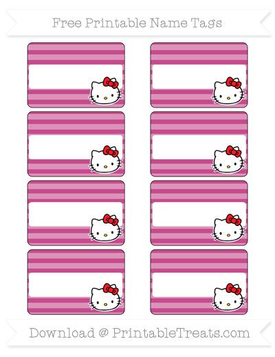 Free Mulberry Purple Horizontal Striped  Hello Kitty Name Tags Fun Name Tags, Hello Kitty Themed Birthday Party, Kitty Themed Birthday Party, Hello Kitty Printable, Nautical Names, Nautical Classroom, Hello Kitty Printables, Anniversaire Diy, Stuff To Print