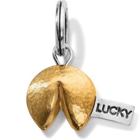 Whether you're Vegas-bound or just hoping for a little bit of luck, this sweet fortune cookie adds a touch of fun to your look. - Width: 3/4" - Height: 1/2" - Finish: Silver plated & Gold plated We have a double coating of lacquer finish on all of our jewelry items so all you need is just a few tips to keep your jewelry looking good from season to season. - To keep it clean, just wipe down your piece with a dry 100% cotton cloth - Tuck the piece away when not wearing - Keep it away from wate Fortune Cookie Jewelry, Lucky Charm Jewelry, Good Luck Charms, 2024 Wishlist, Lucky Jewelry, Food Jewelry, Spring Jewelry, Fortune Cookie, Luck Charms