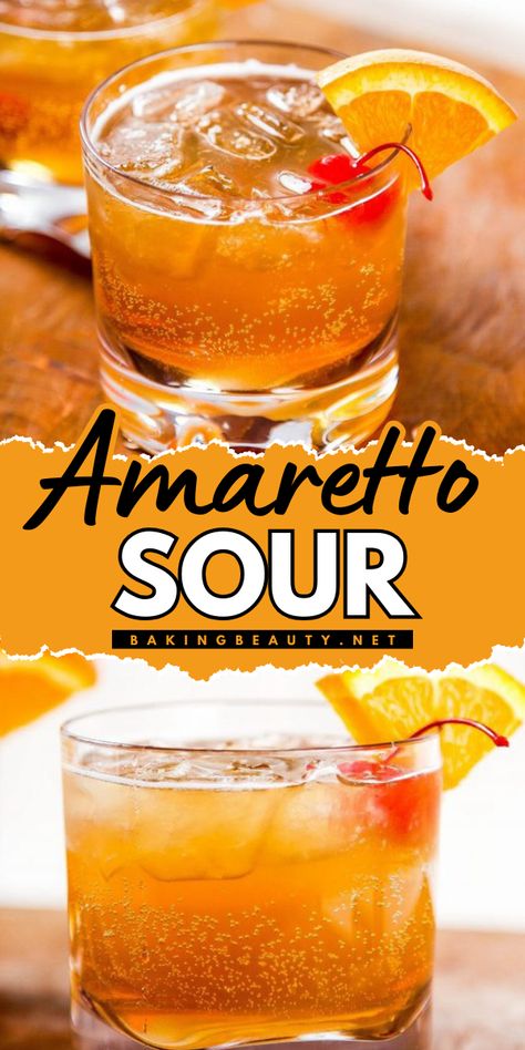 Looking for a refreshing drink? This Amaretto Sour recipe is perfect for easy Labor Day party drinks. Made with just 3 ingredients—amaretto, sweet and sour mix, and sprite—it’s a great summer cocktail idea! Amaretto Sour Drink, Amaretto Sour Recipe, Amaretto Sour Cocktail, Easy Party Drinks, Vegetarian Eating, Sour Drink, Yummy Cocktails, Amaretto Sour, Fun Drinks Alcohol