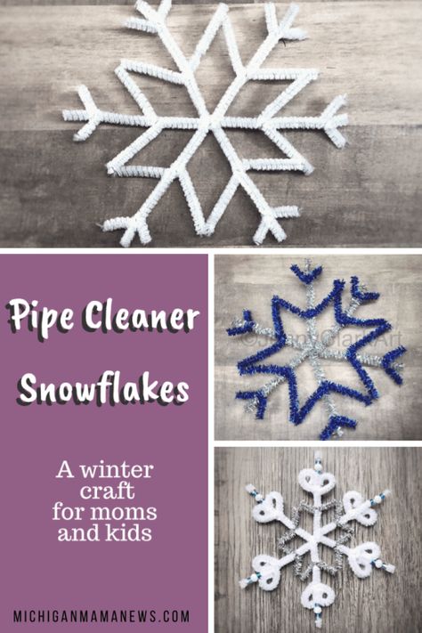 Pipe Cleaner Snowflakes, First Snowfall, Snowflake Craft, Diy Pipe, Pipe Cleaner Crafts, Knots Diy, Scouts Crafts, Handmade Christmas Crafts, Snow Flake