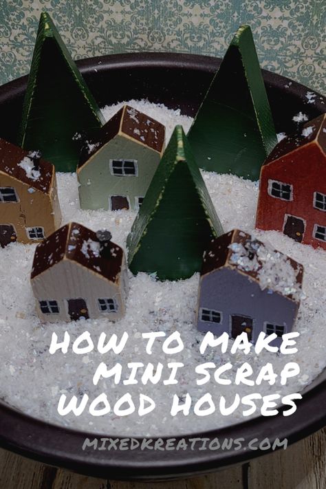 Wood Burrow Projects, Scrap Wood Mini Houses Diy, Small Wood Houses Diy, Scrap Wood Christmas Village, Wood Village Houses, Wood Block Houses Easy Diy, Wood Scrap Crafts, Diy Wooden Houses, Scrap Wood Houses