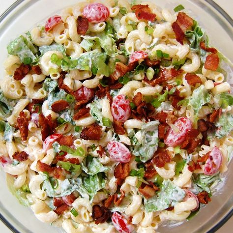 BLT Macaroni Salad | Cooking Mamas Blt Macaroni Salad, Blt Sandwiches, Pasta With Mayonnaise, Hawaiian Macaroni Salad, Blt Salad, Blt Pasta Salads, Blt Sandwich, Macaroni Salad, Grilled Meat