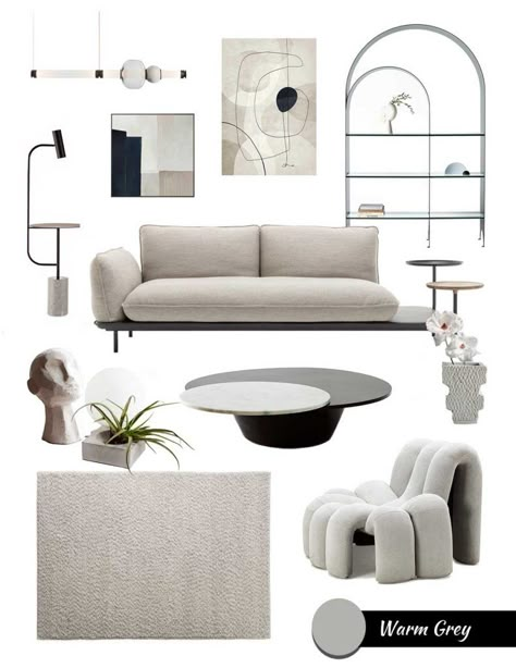 Grey Modern House Interior Design, Modern Furniture Mood Board, Modern Mood Board Interiors, Modern Style Mood Board, Modern Moodboard Interior Design, Mood Board Modern Interior, Grey Moodboard Interior, Interior Concept Board, Modern Bedroom Mood Board