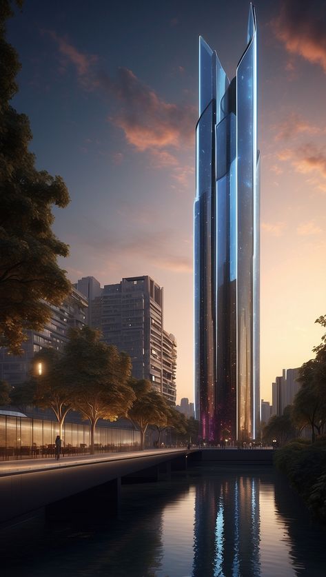 Futuristic Tower Concept Art, Famous Architecture Buildings, Building Blocks Design, Elegant Images, Sci Fi Architecture, Futuristic Building, Architecture Company, Future Buildings, Futuristic Home