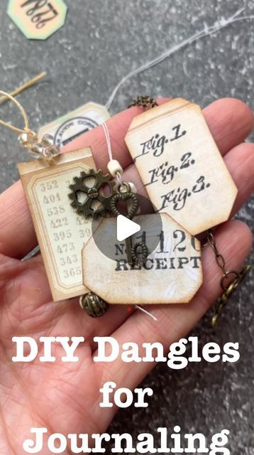 Junk Journal Dangles Tutorial, Junk Journal Charms, Junk Journal Clusters, Junk Journal Dangles, Journal Dangles, Fabric Clusters, Tiny Crafts, Tassels Diy, Scrapbook Embellishments Diy